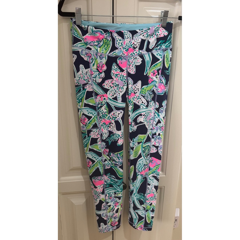 Lilly Pulitzer Luxletic‎ Floral Print Activewear Cropped Leggings Size Small EUC